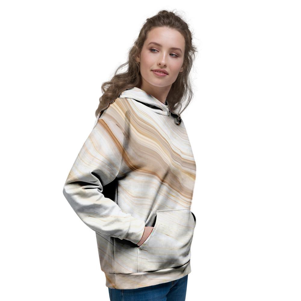 Brown Beige Marble Women's Hoodie-grizzshop