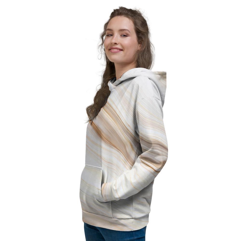 Brown Beige Marble Women's Hoodie-grizzshop