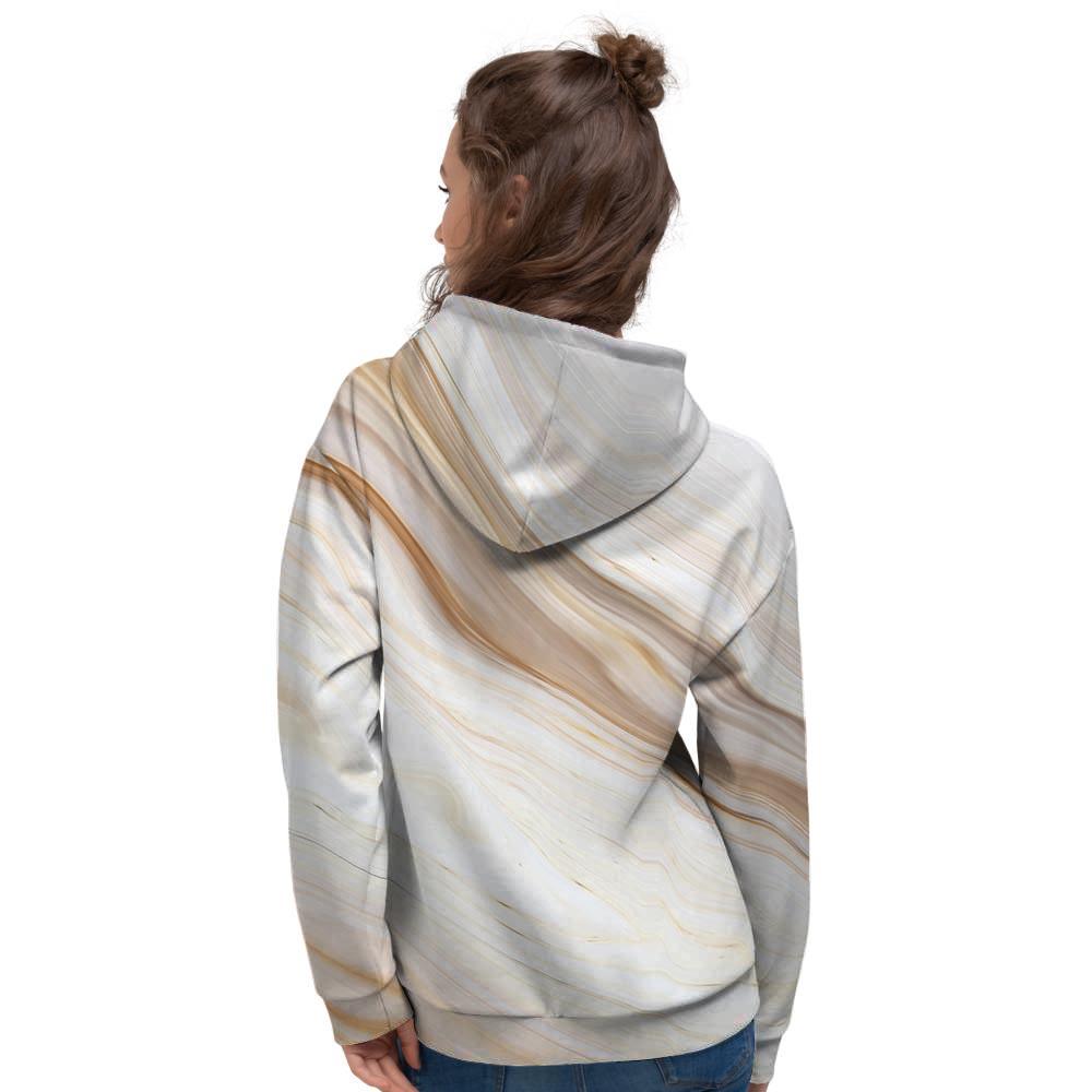 Brown Beige Marble Women's Hoodie-grizzshop