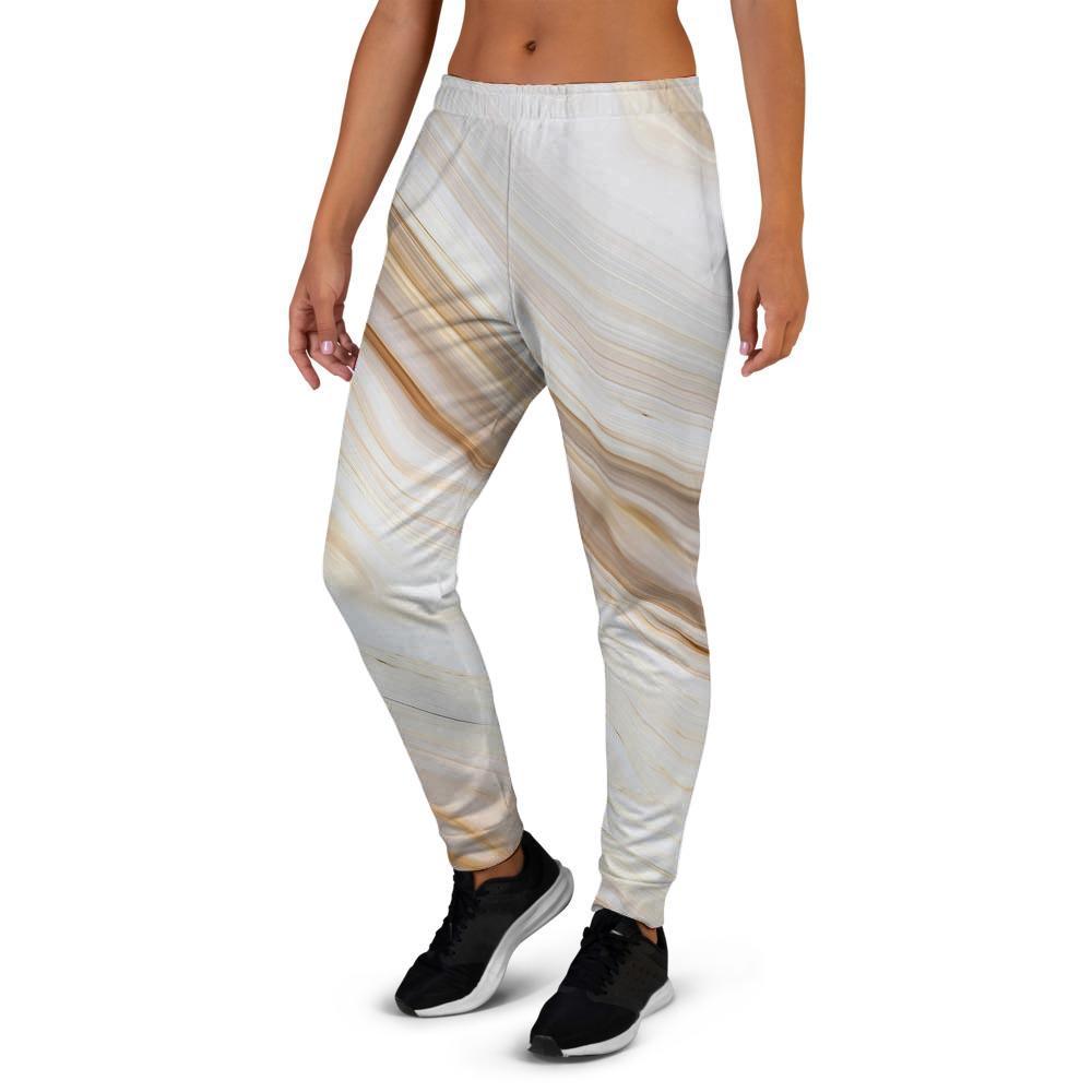 Brown Beige Marble Women's Joggers-grizzshop