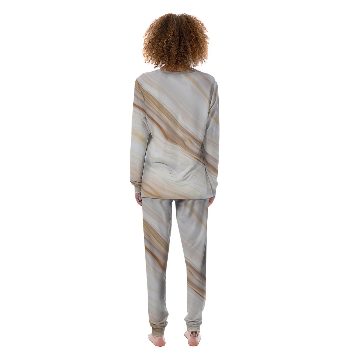 Brown Beige Marble Women's Pajamas-grizzshop