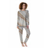 Brown Beige Marble Women's Pajamas-grizzshop