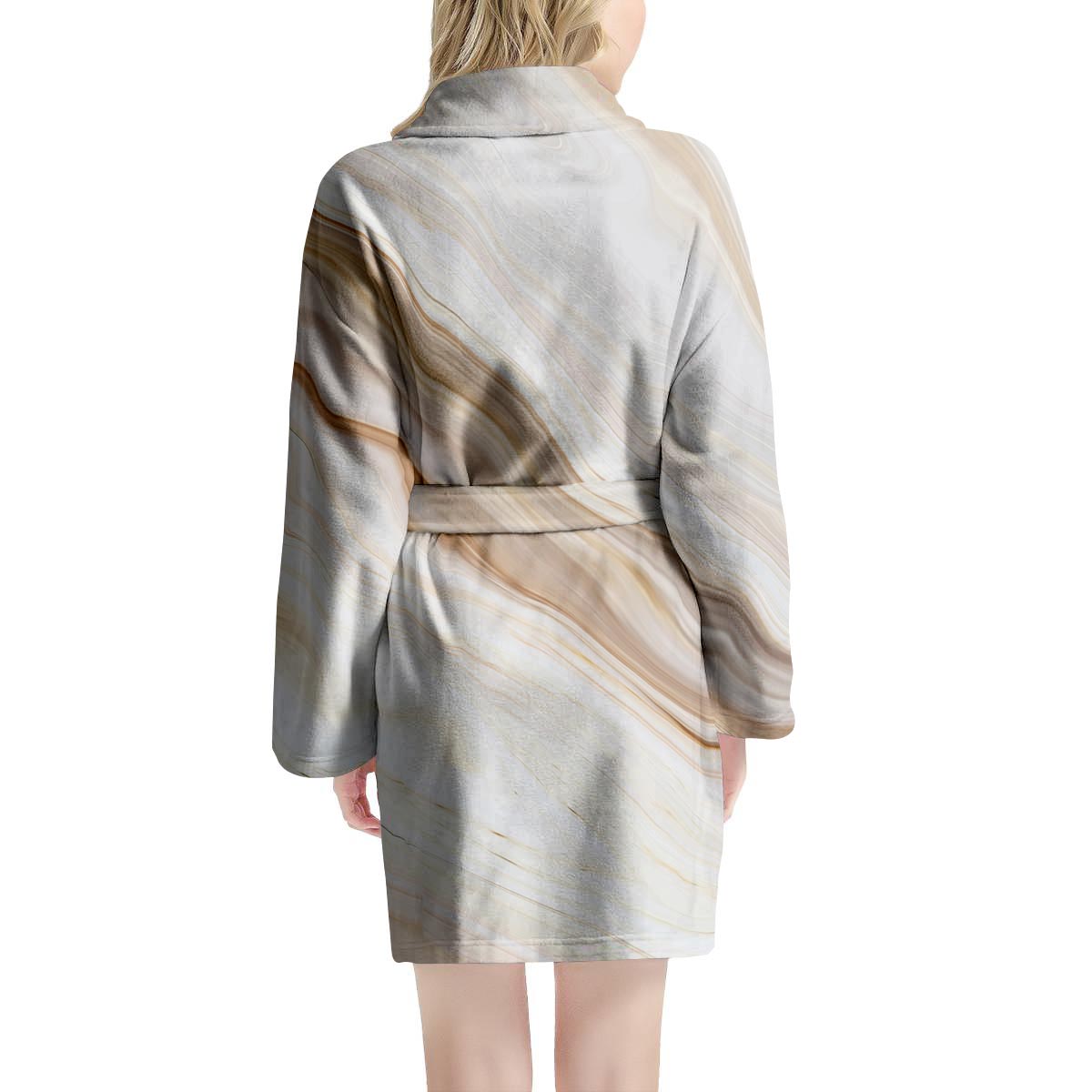 Brown Beige Marble Women's Robe-grizzshop