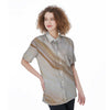 Brown Beige Marble Women's Short Sleeve Shirts-grizzshop