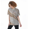 Brown Beige Marble Women's Short Sleeve Shirts-grizzshop