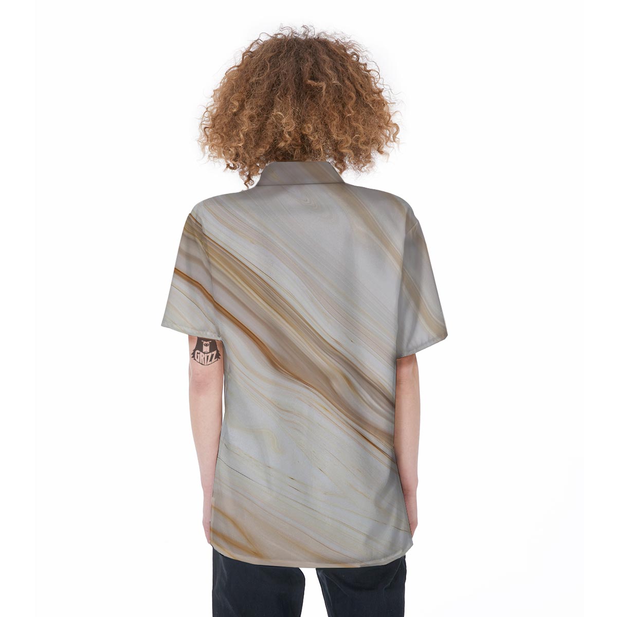 Brown Beige Marble Women's Short Sleeve Shirts-grizzshop