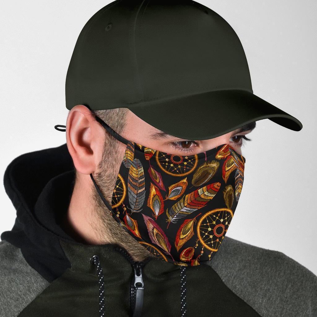 Brown Boho Peacock Dream Catcher Feather Face Mask-grizzshop
