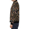 Brown Boho Peacock Dream Catcher Feather Pattern Print Men's Bomber Jacket-grizzshop