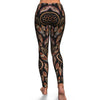 Brown Boho Peacock Dream Catcher Feather Pattern Print Pattern Women Leggings-grizzshop