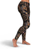 Brown Boho Peacock Dream Catcher Feather Pattern Print Pattern Women Leggings-grizzshop