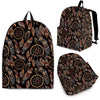 Brown Boho Peacock Dream Catcher Feather Pattern Print Premium Backpack-grizzshop