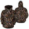 Brown Boho Peacock Dream Catcher Feather Pattern Print Women Men Pullover Hoodie-grizzshop