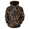 Brown Boho Peacock Dream Catcher Feather Pattern Print Women Men Pullover Hoodie-grizzshop