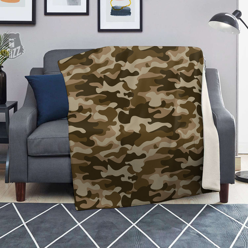 Brown Camo And Camouflage Print Blanket-grizzshop