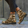 Brown Camo And Camouflage Print Leather Boots-grizzshop