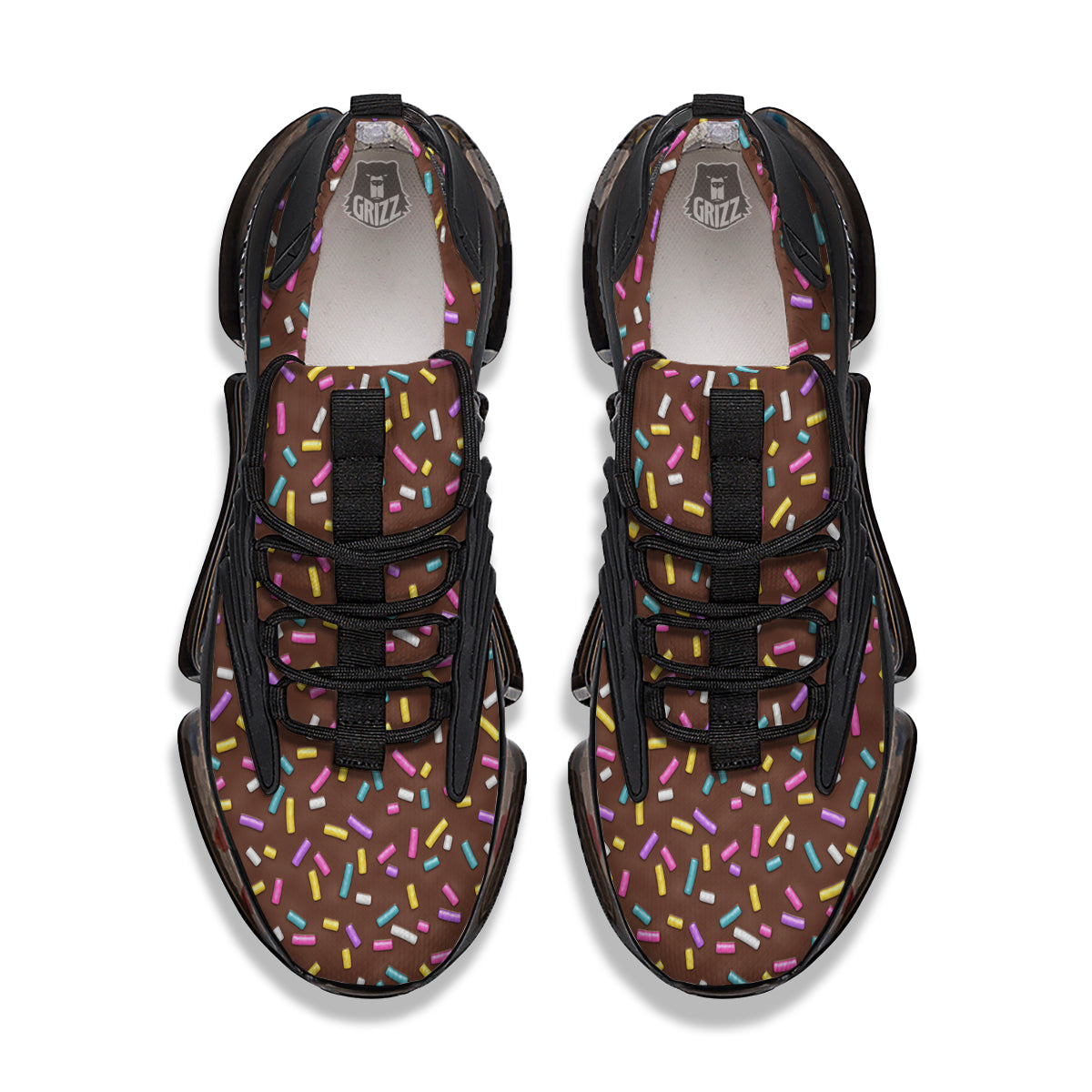 Brown Candy Sprinkles Sweet Print Pattern Black Gym Shoes-grizzshop