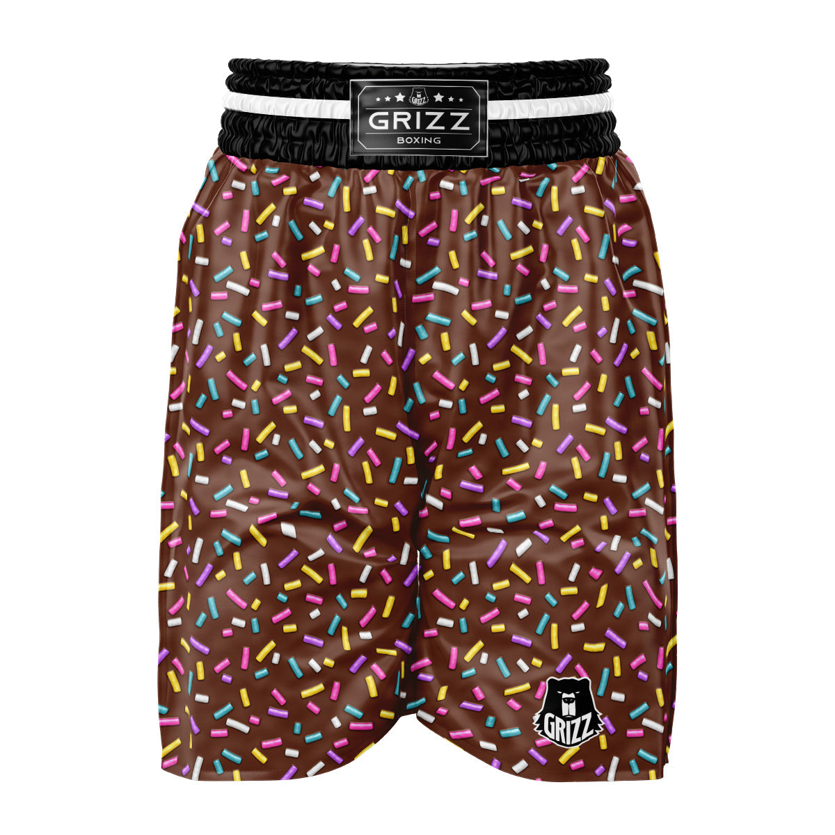 Brown Candy Sprinkles Sweet Print Pattern Boxing Shorts-grizzshop