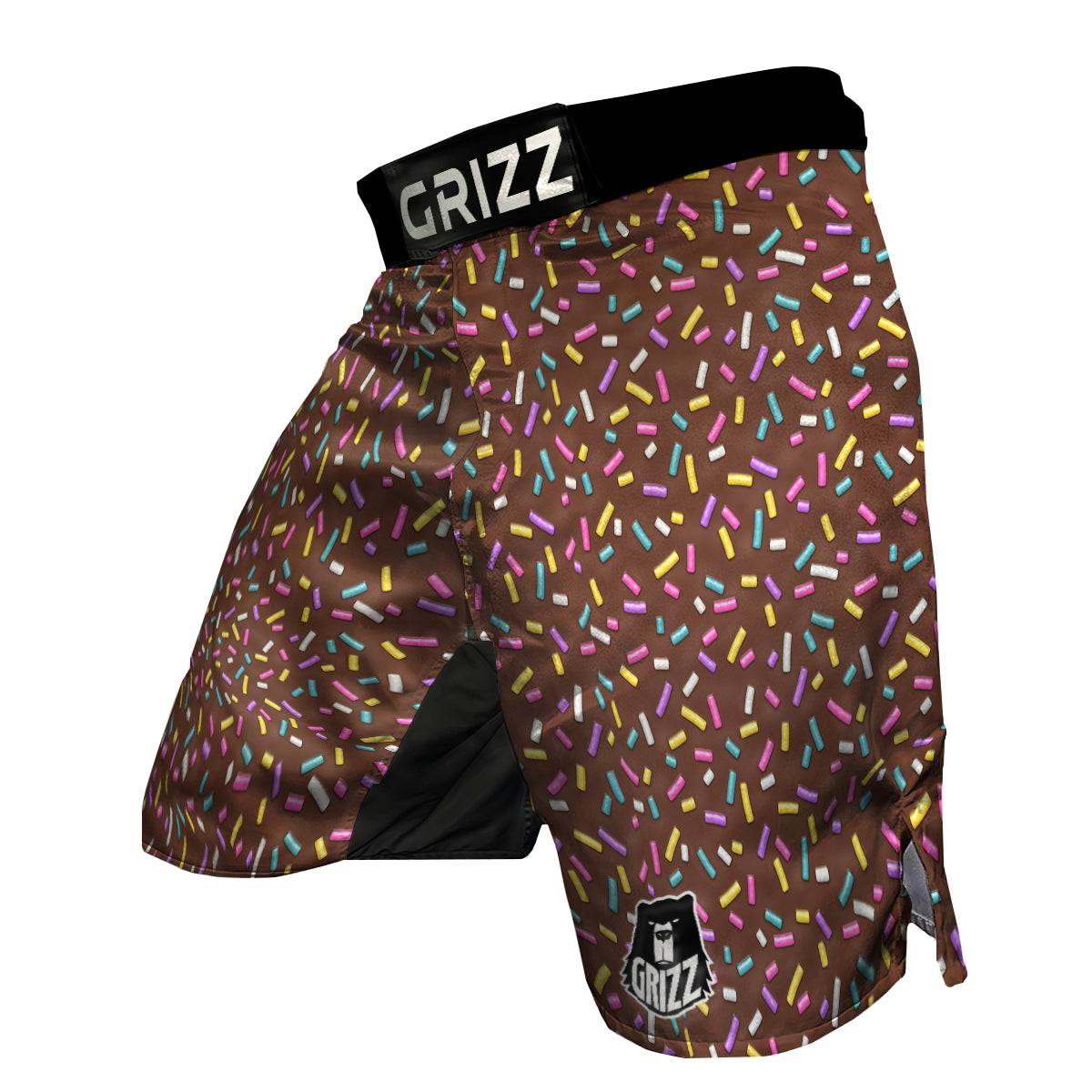 Brown Candy Sprinkles Sweet Print Pattern MMA Shorts-grizzshop