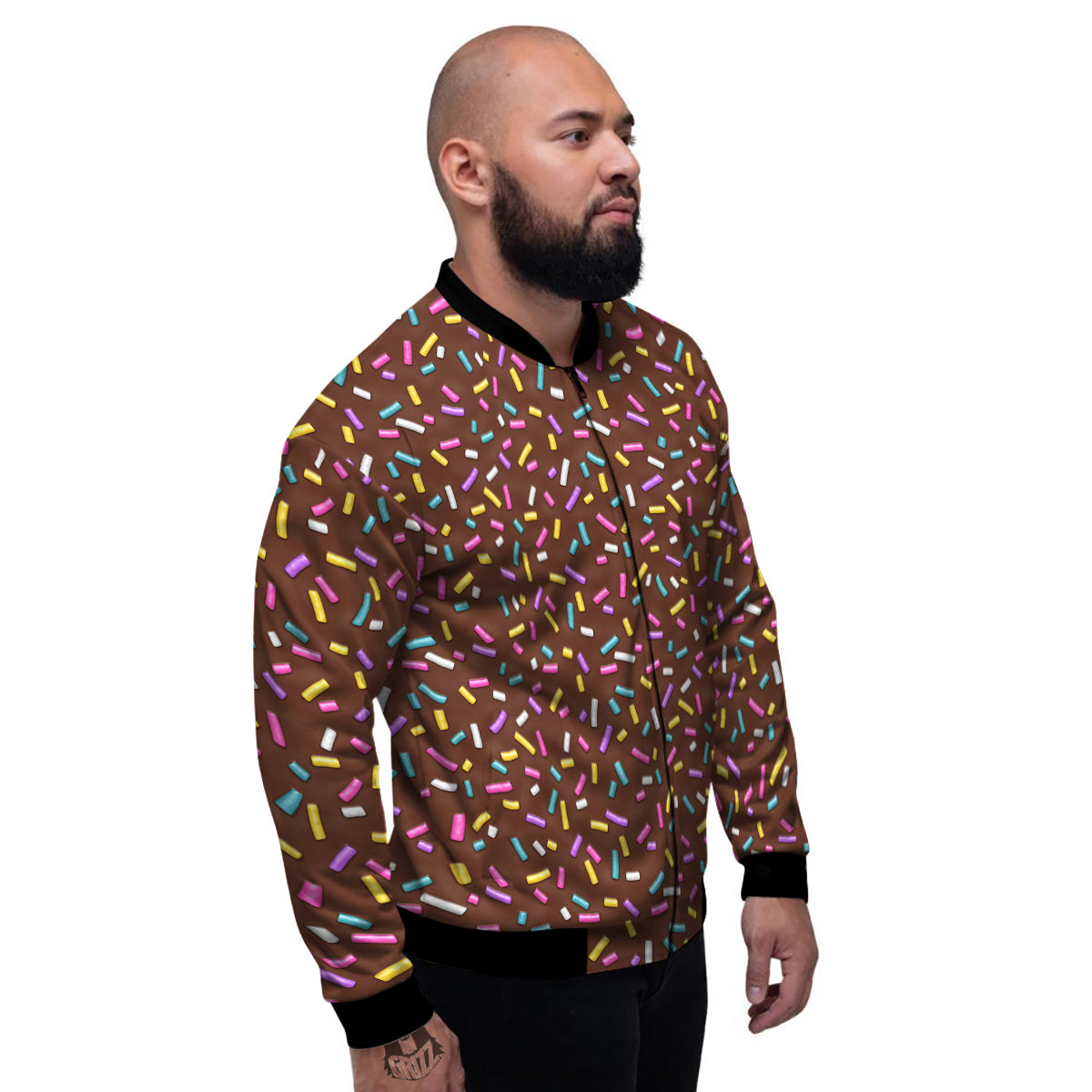 Brown Candy Sprinkles Sweet Print Pattern Men's Bomber Jacket-grizzshop