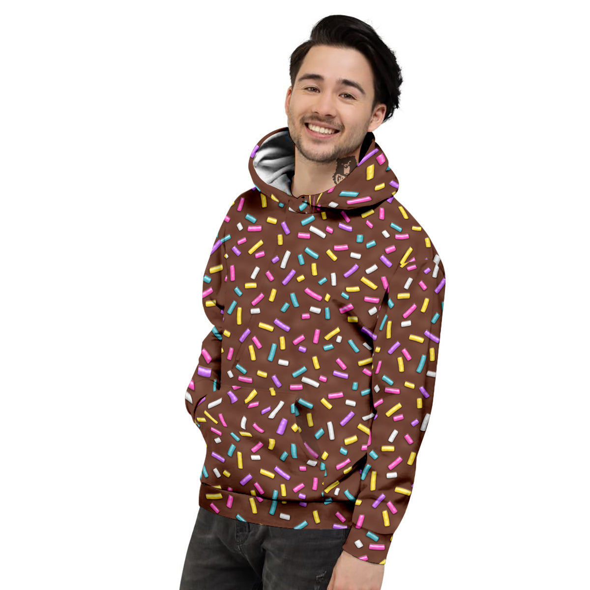 Brown Candy Sprinkles Sweet Print Pattern Men's Hoodie-grizzshop