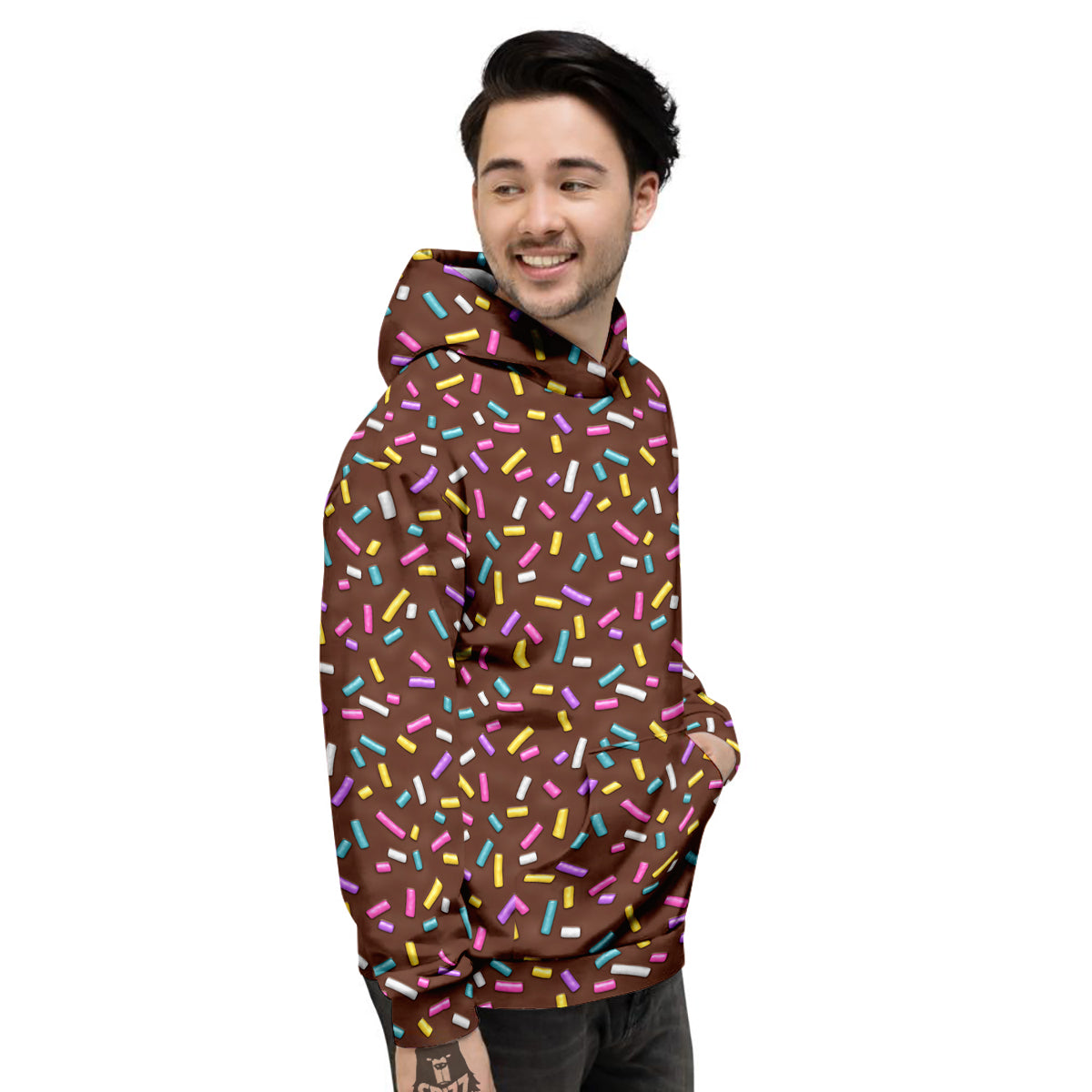 Brown Candy Sprinkles Sweet Print Pattern Men's Hoodie-grizzshop