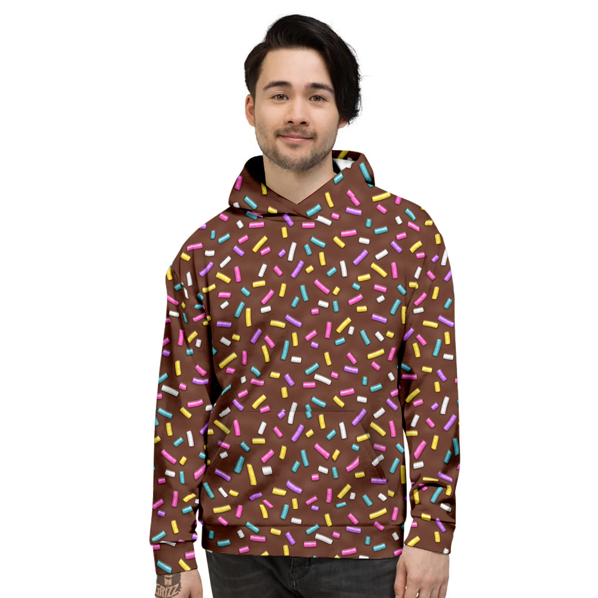 Brown Candy Sprinkles Sweet Print Pattern Men's Hoodie-grizzshop