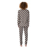 Brown Checkered Flag Print Women's Pajamas-grizzshop