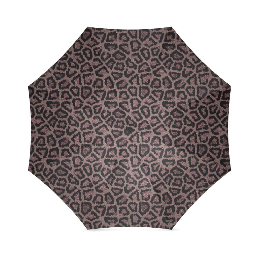 Brown Cheetah Leopard Pattern Print Foldable Umbrella-grizzshop