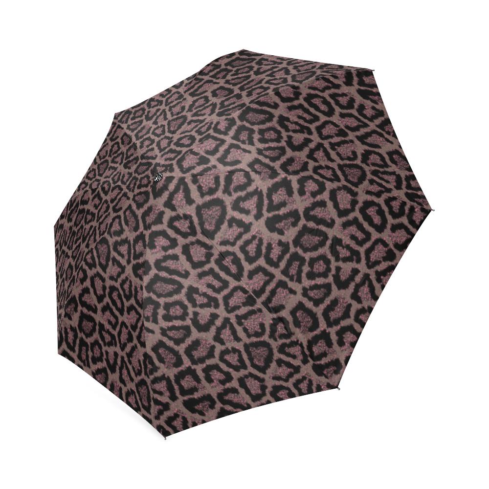 Brown Cheetah Leopard Pattern Print Foldable Umbrella-grizzshop