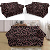 Brown Cheetah Leopard Pattern Print Loveseat Cover-grizzshop