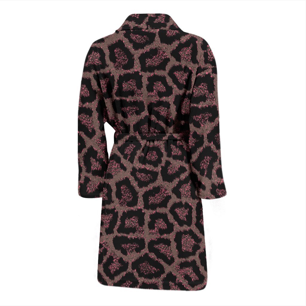 Brown Cheetah Leopard Pattern Print Men Long Robe-grizzshop