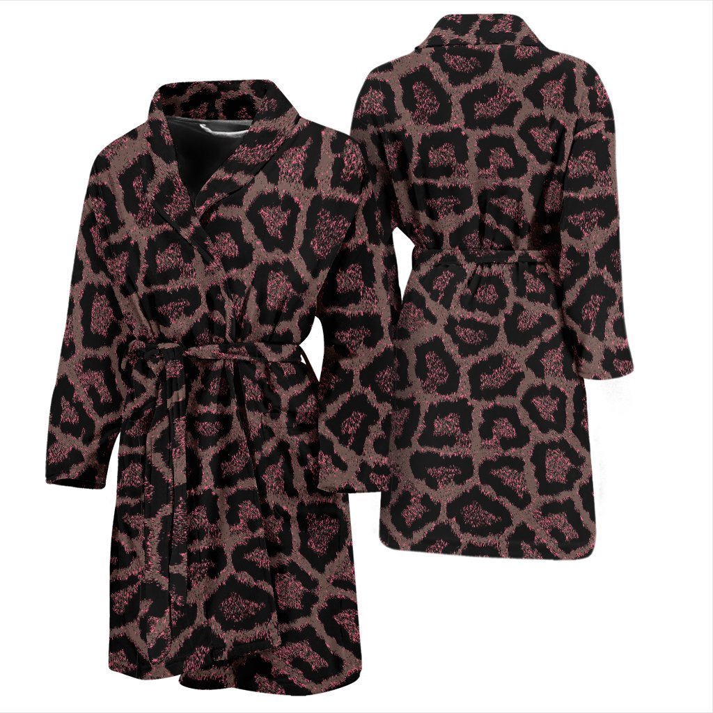 Brown Cheetah Leopard Pattern Print Men Long Robe-grizzshop