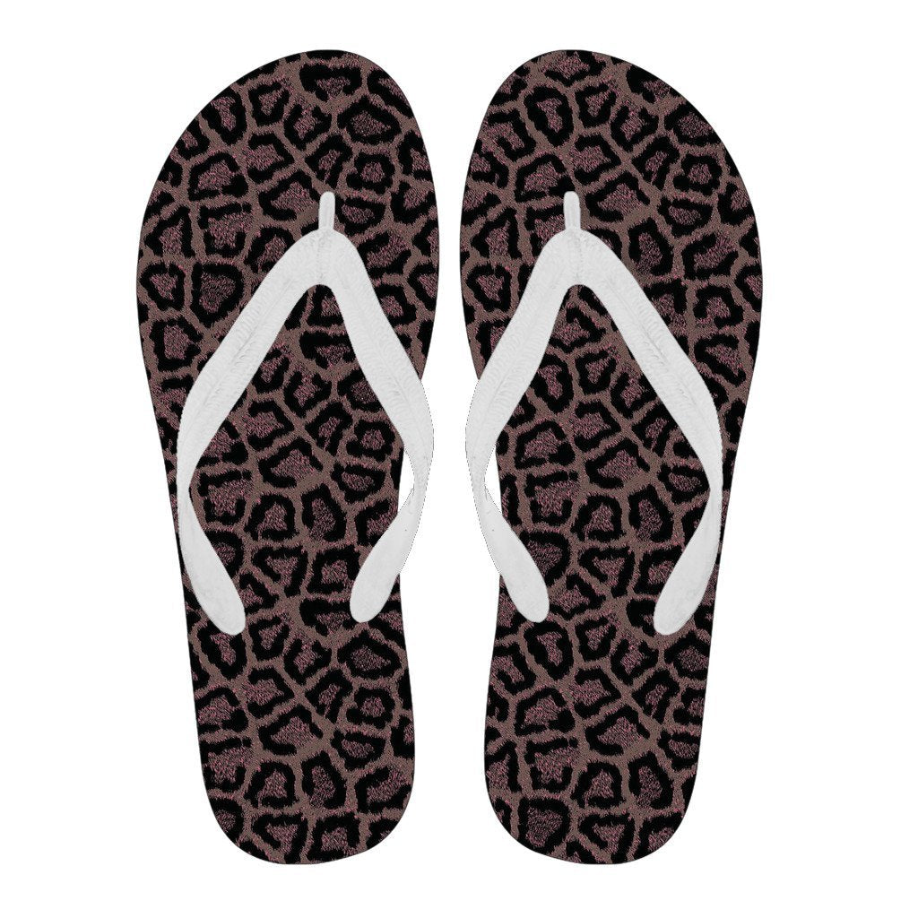 Brown Cheetah Leopard Pattern Print Men & Women Flip Flops-grizzshop