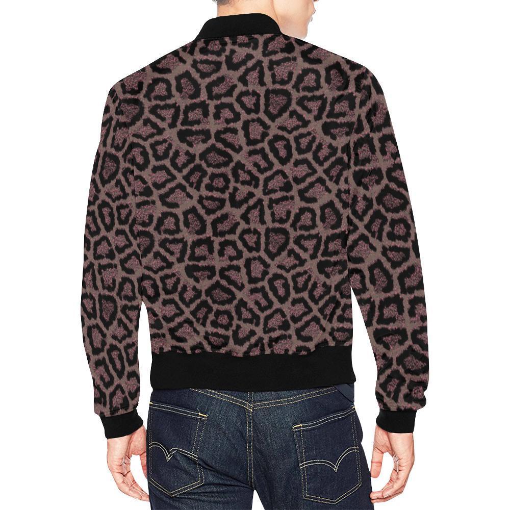 Brown Cheetah Leopard Pattern Print Men's Bomber Jacket-grizzshop