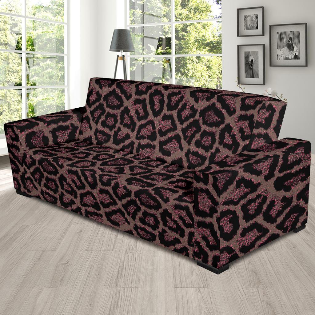 Brown Cheetah Leopard Pattern Print Sofa Covers-grizzshop