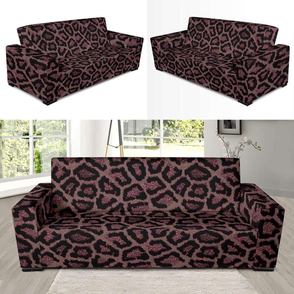 Brown Cheetah Leopard Pattern Print Sofa Covers-grizzshop