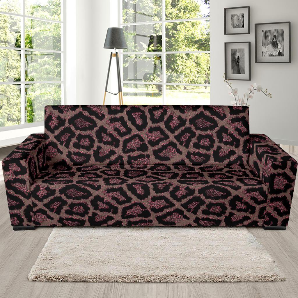 Brown Cheetah Leopard Pattern Print Sofa Covers-grizzshop