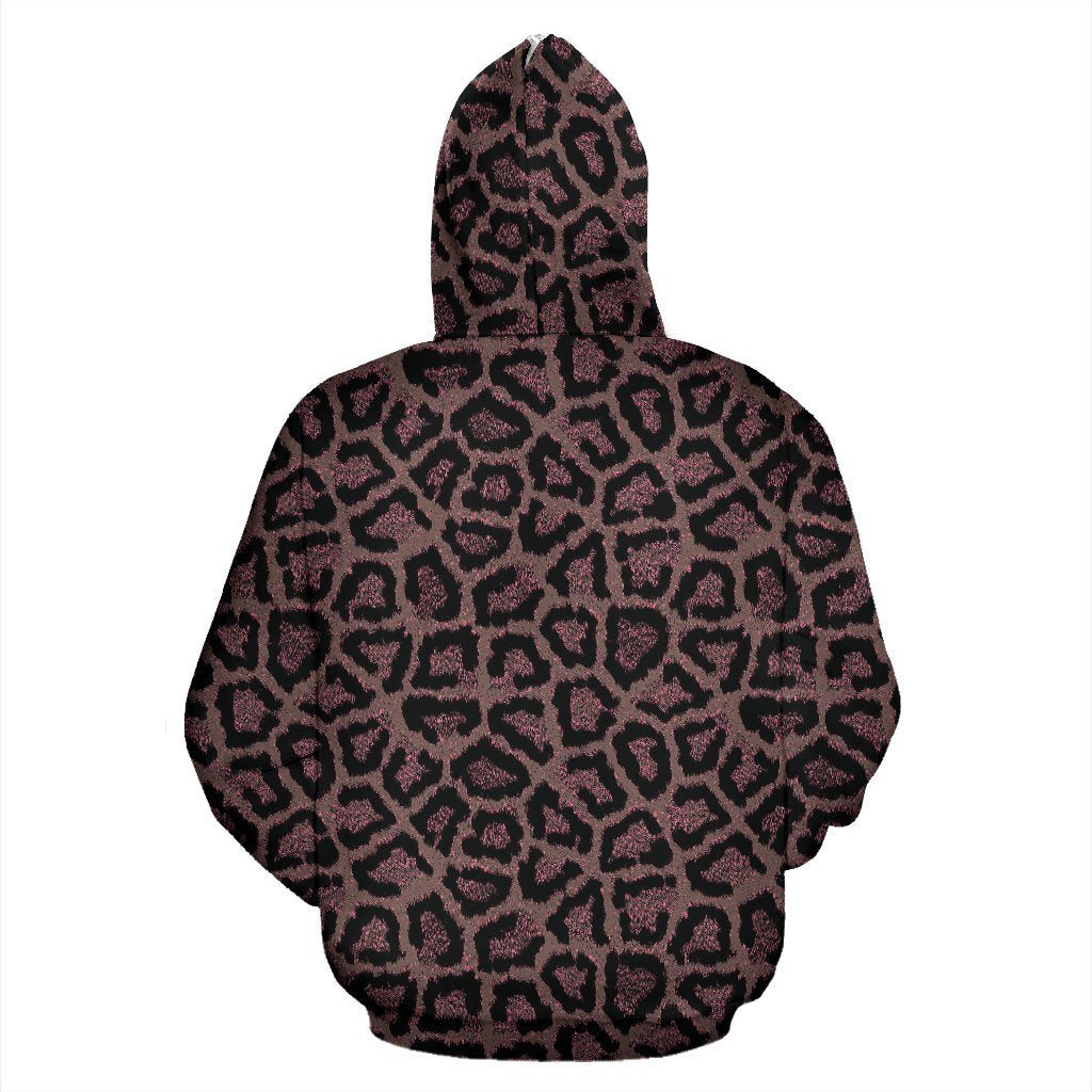 Brown Cheetah Leopard Pattern Print Women Men Pullover Hoodie-grizzshop