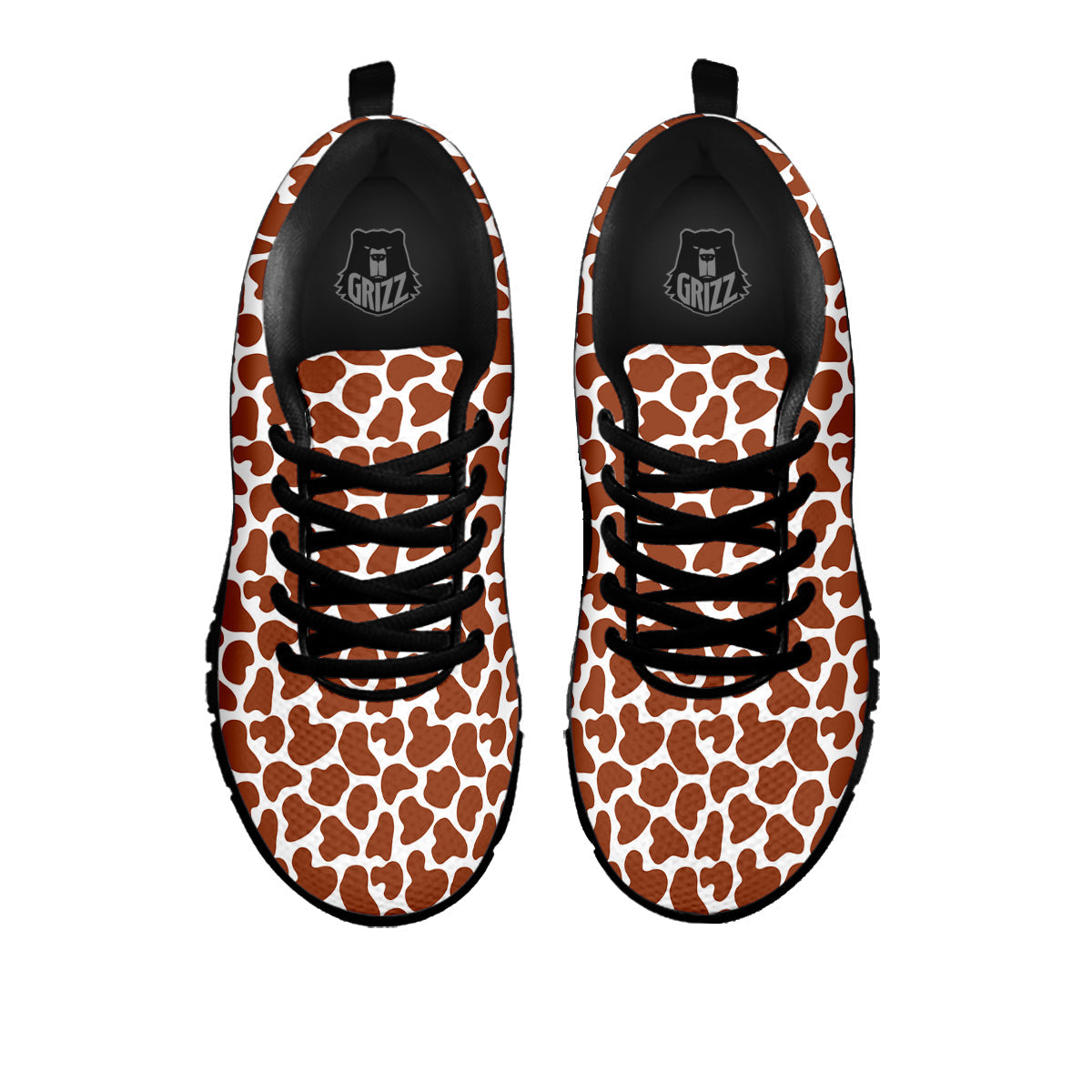 Brown Chocolate And White Cow Print Black Sneaker-grizzshop