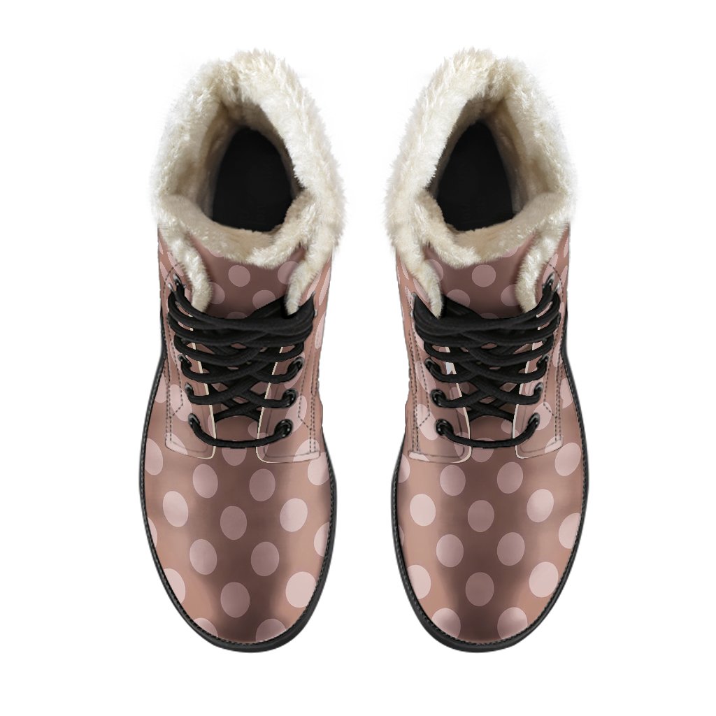 Brown Chocolate Polka dot Pattern Print Comfy Winter Boots-grizzshop
