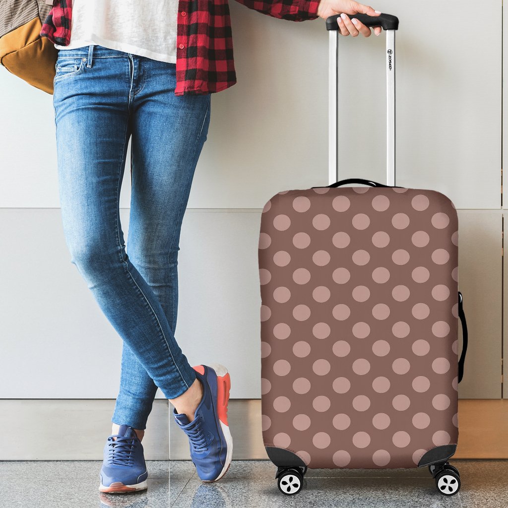 Brown Chocolate Polka dot Pattern Print Luggage Cover Protector-grizzshop