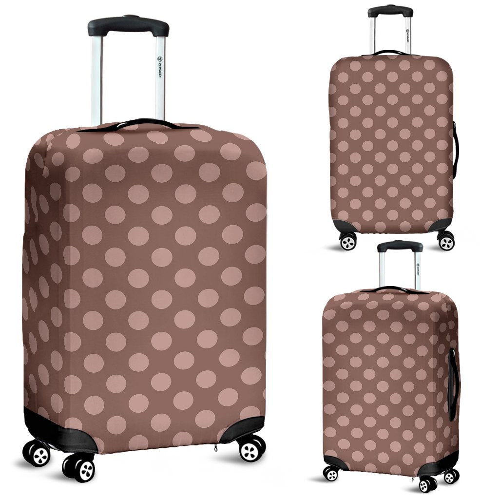 Brown Chocolate Polka dot Pattern Print Luggage Cover Protector-grizzshop