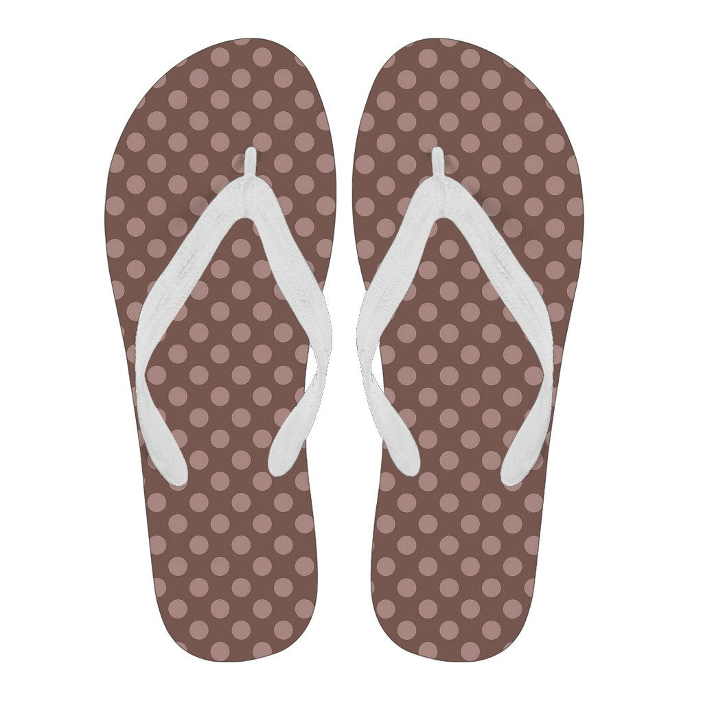 Brown Chocolate Polka dot Pattern Print Men & Women Flip Flops-grizzshop