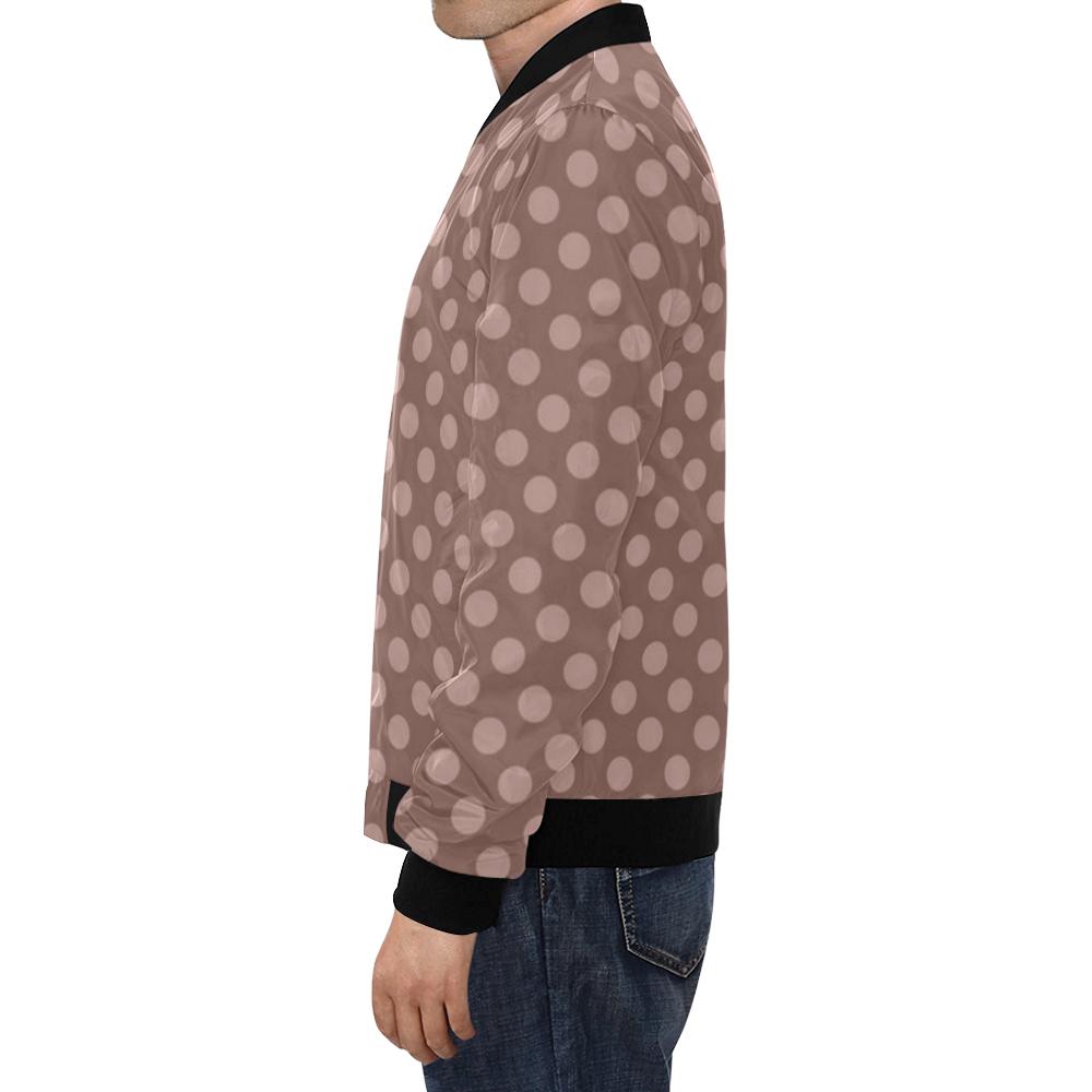 Brown Chocolate Polka dot Pattern Print Men's Bomber Jacket-grizzshop