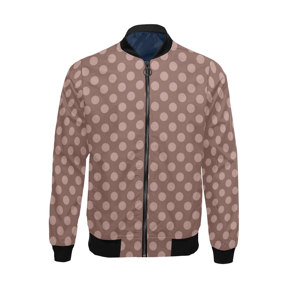 Brown Chocolate Polka dot Pattern Print Men's Bomber Jacket-grizzshop