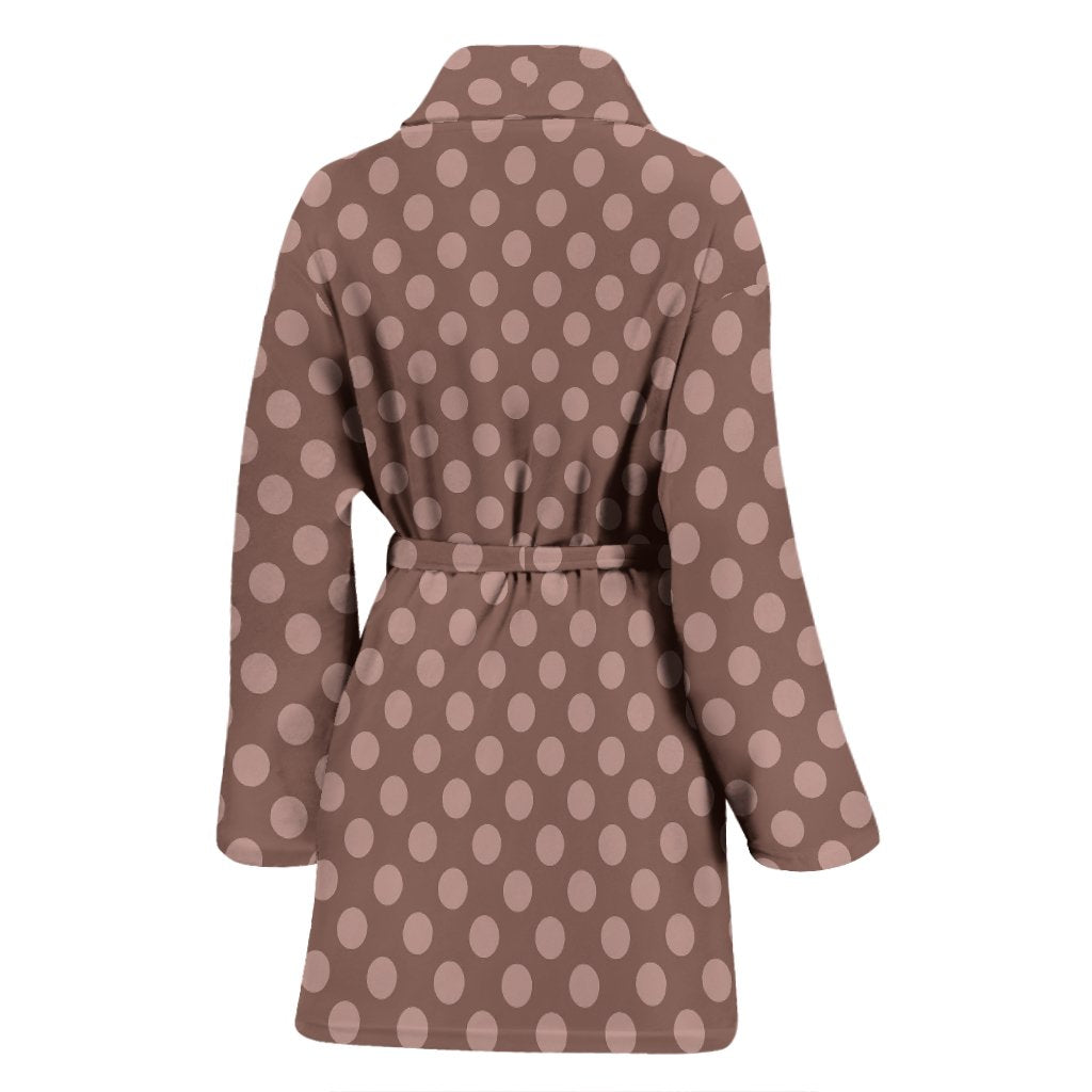 Brown Chocolate Polka dot Pattern Print Women Long Robe-grizzshop