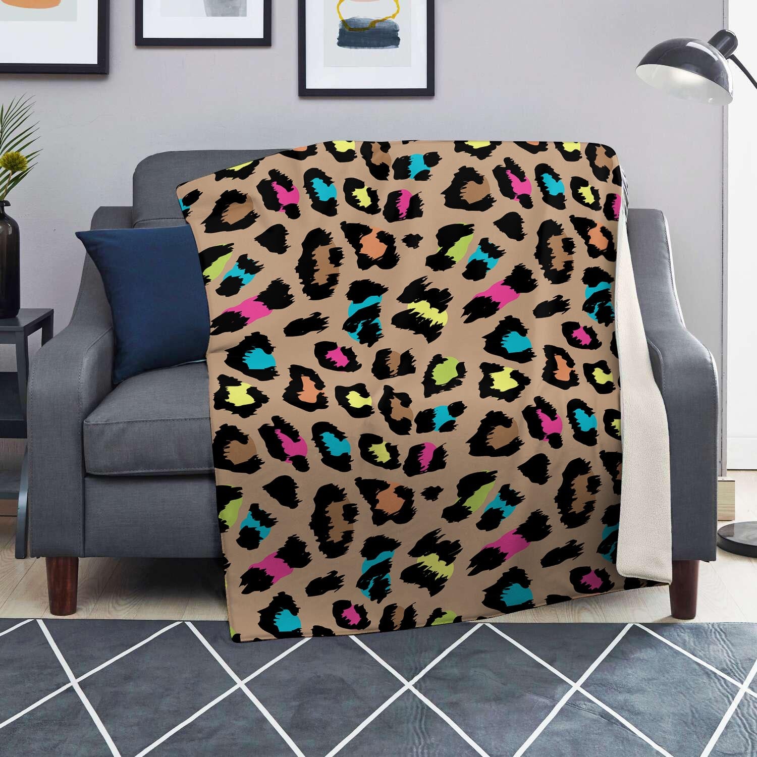 Brown Colorful Cheetah Print Blanket-grizzshop