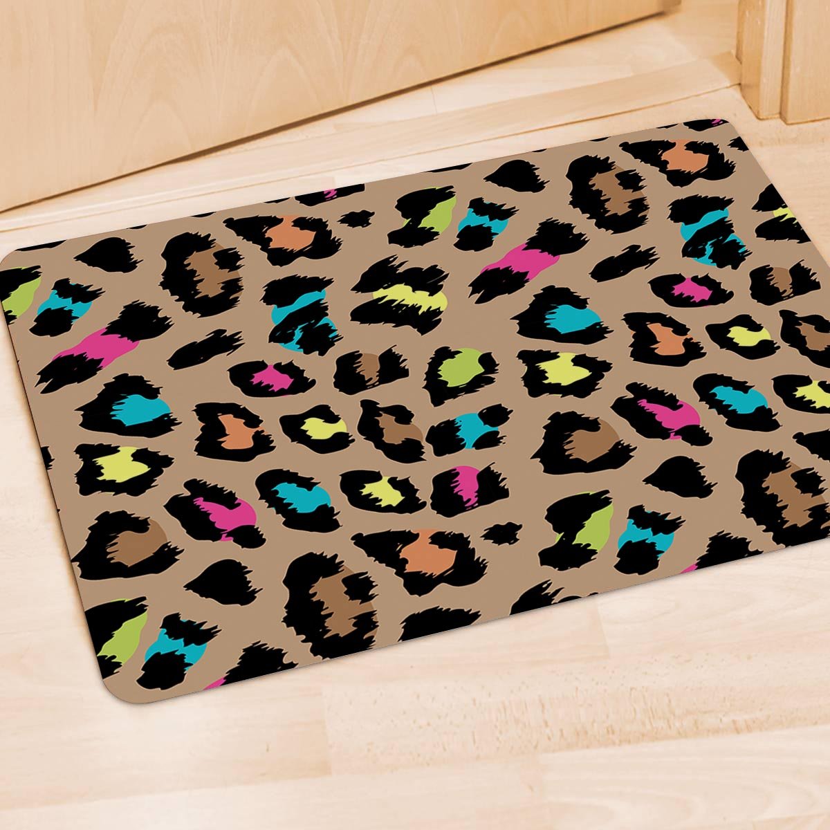 Brown Colorful Cheetah Print Door Mat-grizzshop