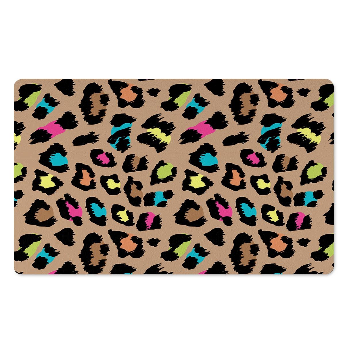 Brown Colorful Cheetah Print Door Mat-grizzshop