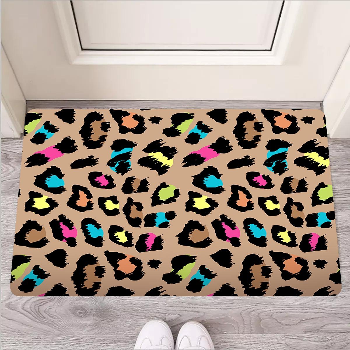 Brown Colorful Cheetah Print Door Mat-grizzshop
